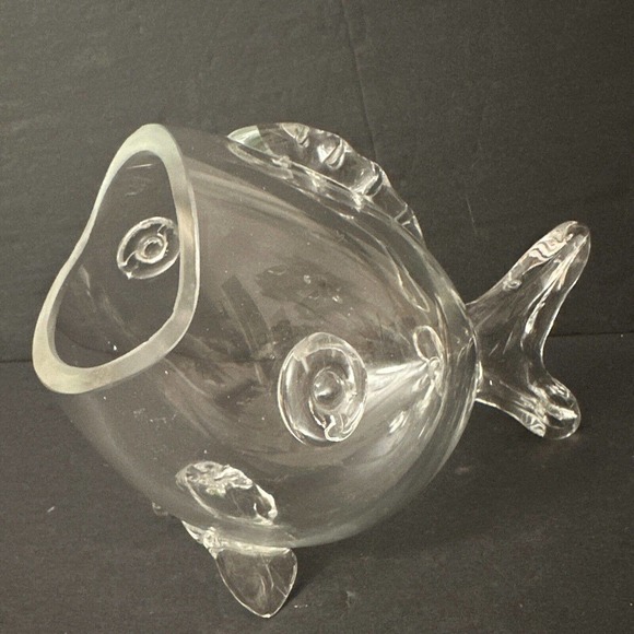 Home Decor Accents Blenko Style Mcm Clear Art Glass Fish Shaped